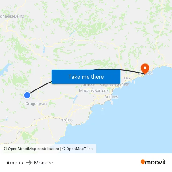 Ampus to Monaco map