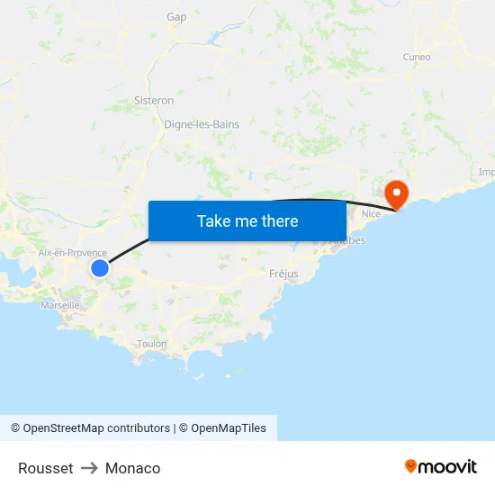 Rousset to Monaco map