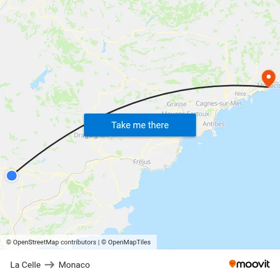 La Celle to Monaco map