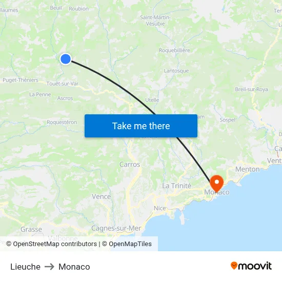 Lieuche to Monaco map