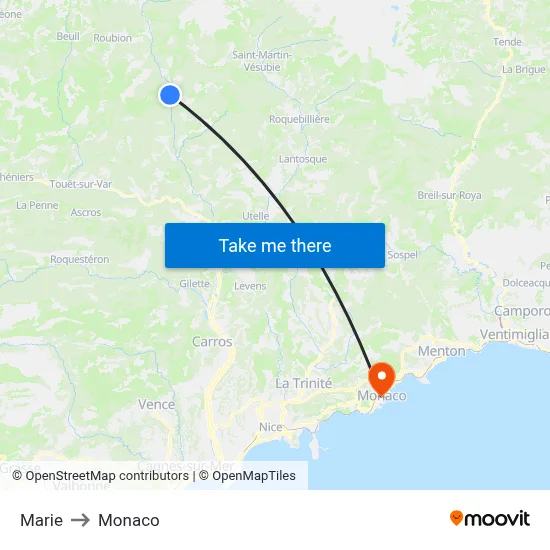 Marie to Monaco map