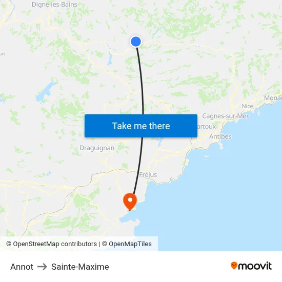 Annot to Sainte-Maxime map