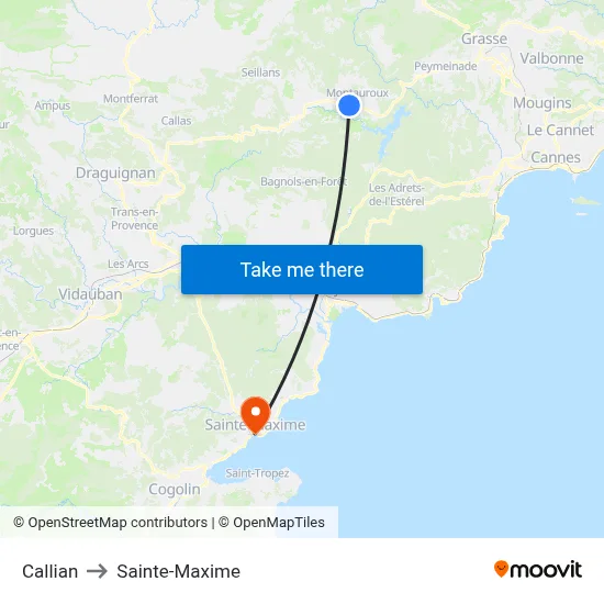 Callian to Sainte-Maxime map