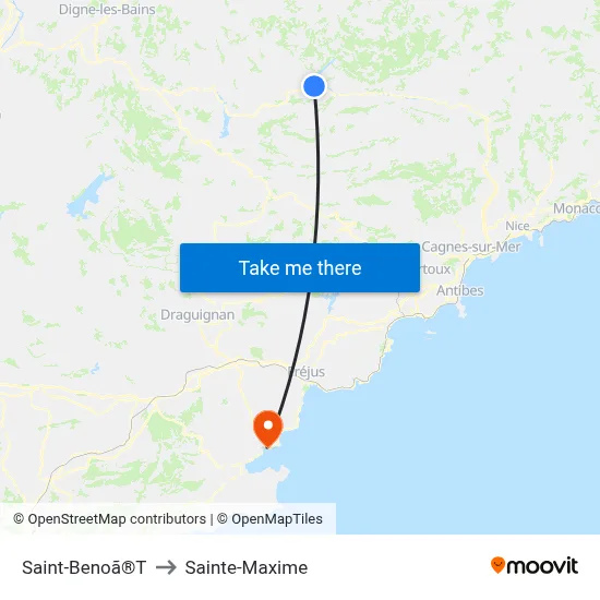 Saint-Benoã®T to Sainte-Maxime map