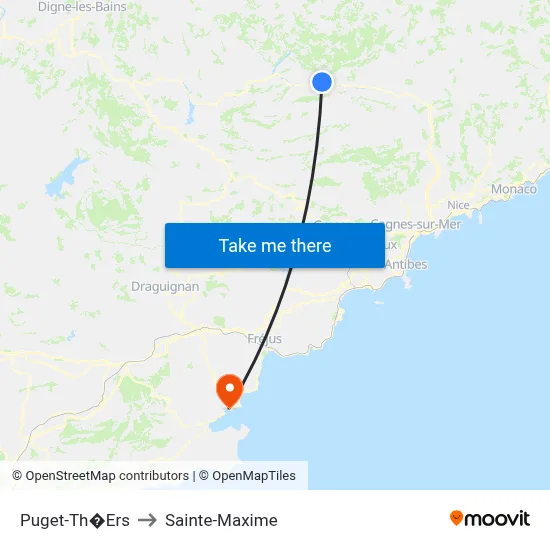 Puget-Th�Ers to Sainte-Maxime map