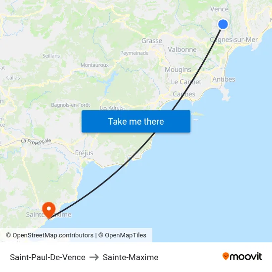 Saint-Paul-De-Vence to Sainte-Maxime map