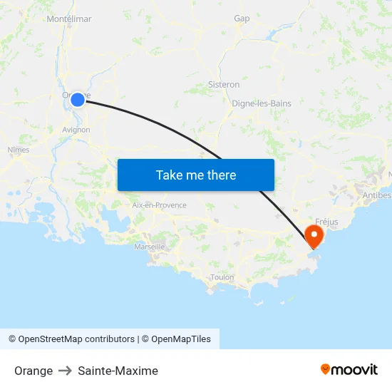 Orange to Sainte-Maxime map