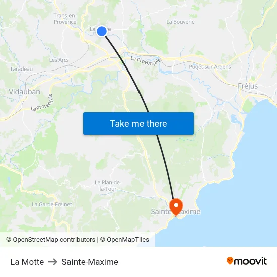 La Motte to Sainte-Maxime map
