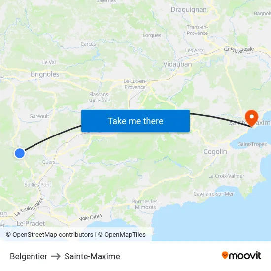 Belgentier to Sainte-Maxime map