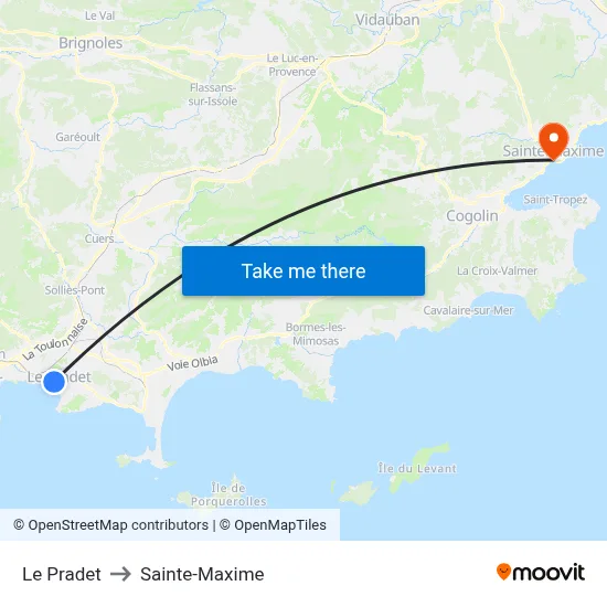 Le Pradet to Sainte-Maxime map