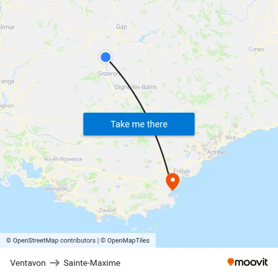 Ventavon to Sainte-Maxime map