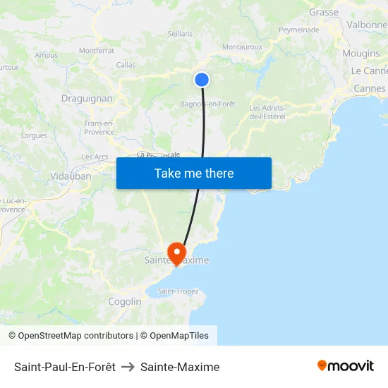 Saint-Paul-En-Forêt to Sainte-Maxime map