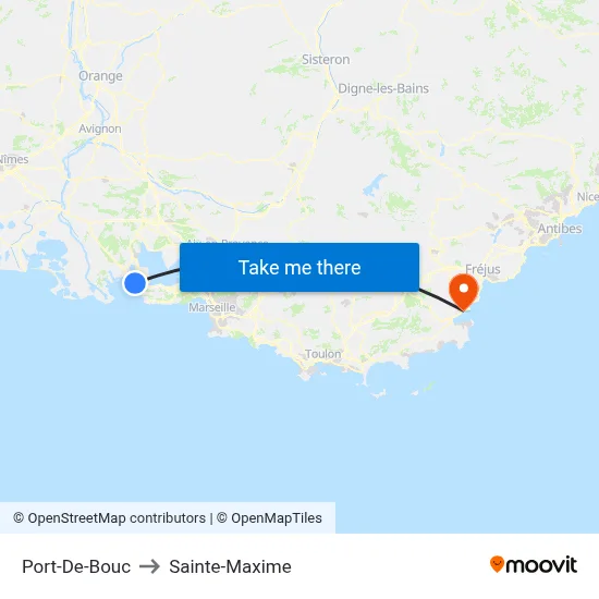 Port-De-Bouc to Sainte-Maxime map