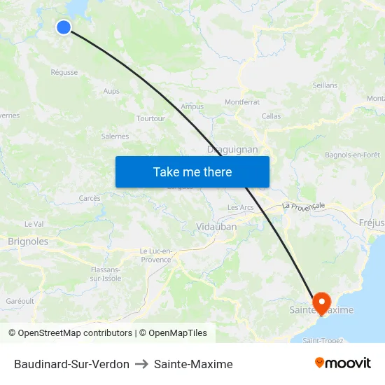 Baudinard-Sur-Verdon to Sainte-Maxime map
