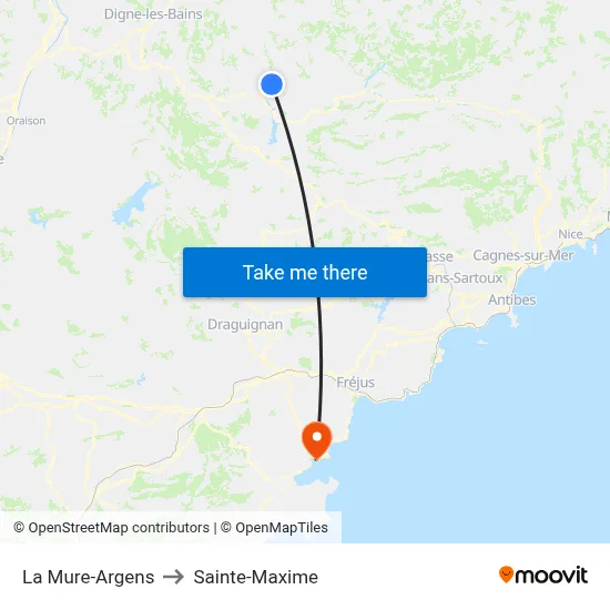 La Mure-Argens to Sainte-Maxime map