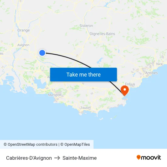 Cabrières-D'Avignon to Sainte-Maxime map
