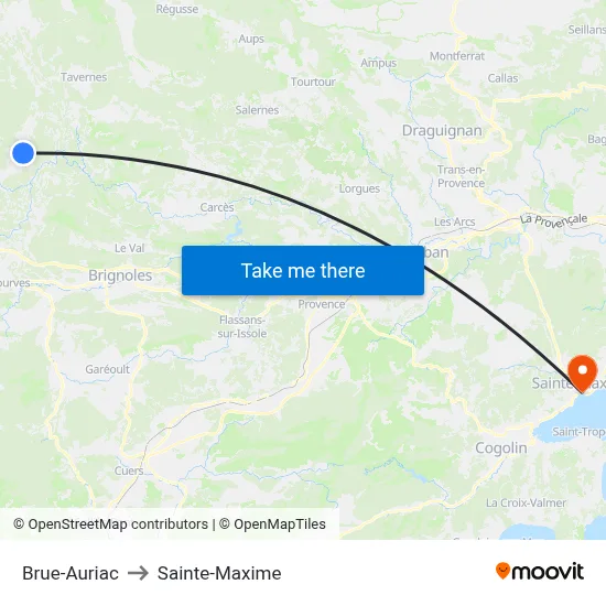 Brue-Auriac to Sainte-Maxime map