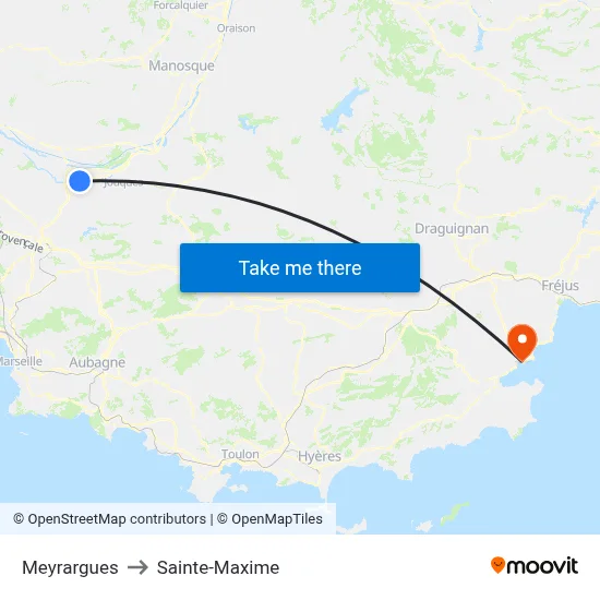 Meyrargues to Sainte-Maxime map