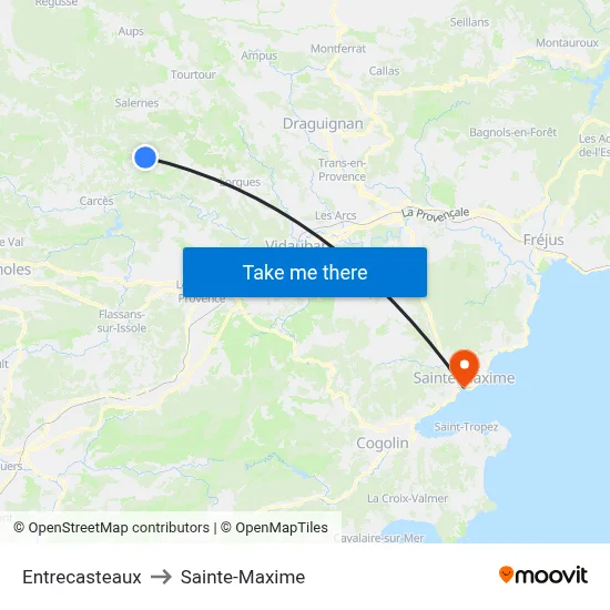 Entrecasteaux to Sainte-Maxime map