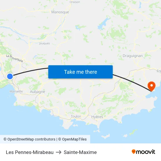 Les Pennes-Mirabeau to Sainte-Maxime map