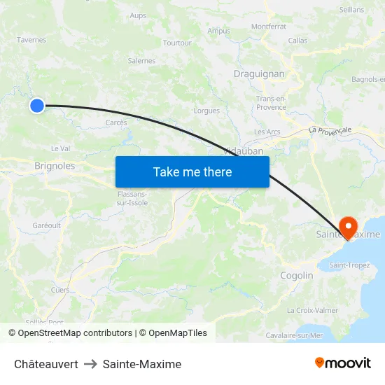 Châteauvert to Sainte-Maxime map