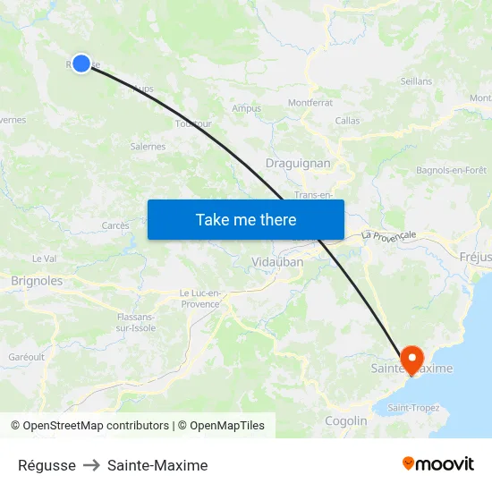 Régusse to Sainte-Maxime map