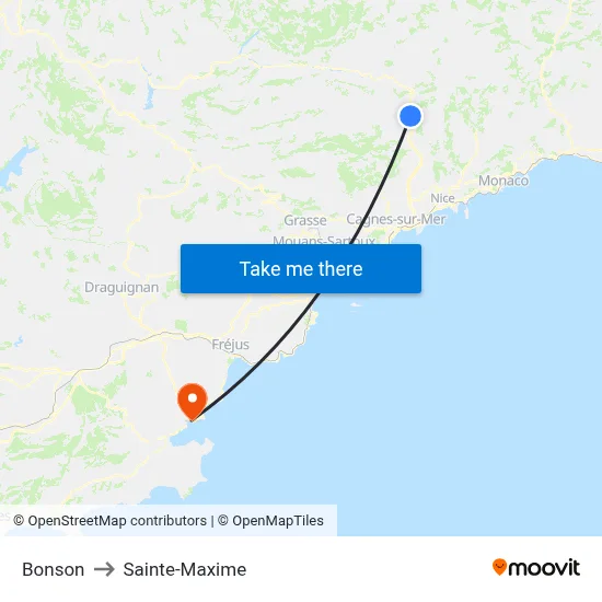 Bonson to Sainte-Maxime map
