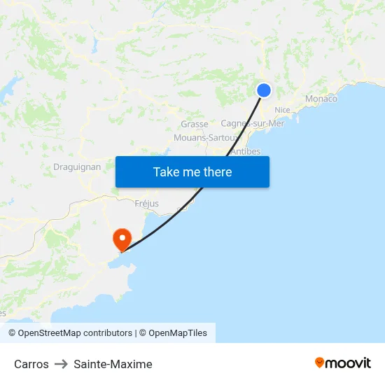 Carros to Sainte-Maxime map