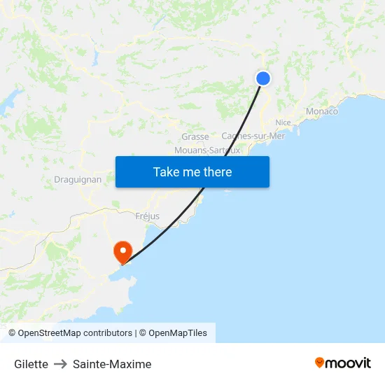 Gilette to Sainte-Maxime map