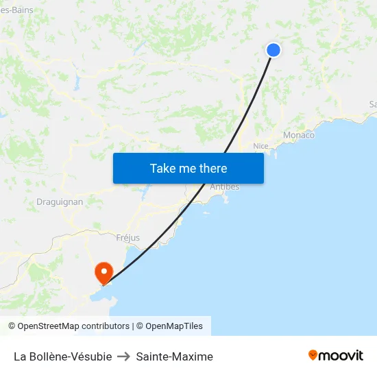 La Bollène-Vésubie to Sainte-Maxime map