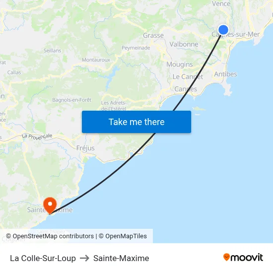 La Colle-Sur-Loup to Sainte-Maxime map