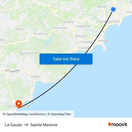 La Gaude to Sainte-Maxime map