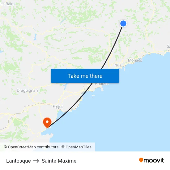 Lantosque to Sainte-Maxime map