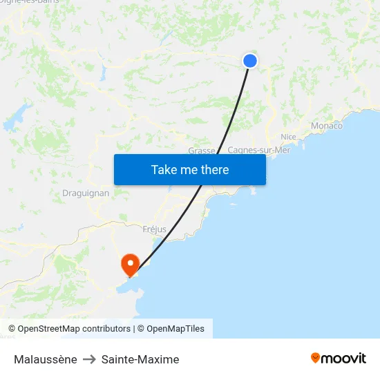 Malaussène to Sainte-Maxime map