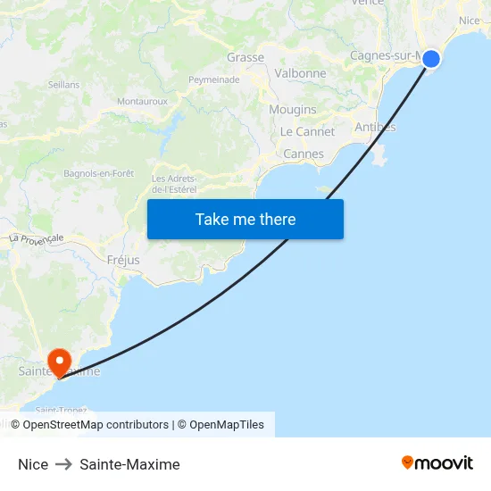 Nice to Sainte-Maxime map