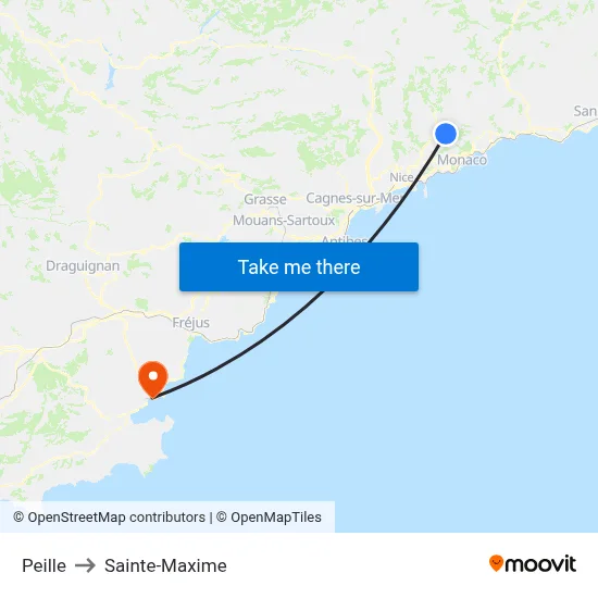 Peille to Sainte-Maxime map