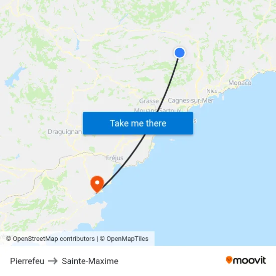 Pierrefeu to Sainte-Maxime map