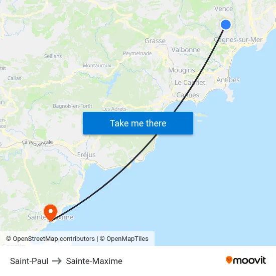 Saint-Paul to Sainte-Maxime map