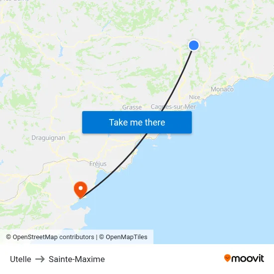 Utelle to Sainte-Maxime map