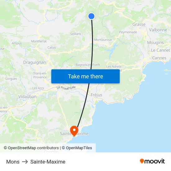 Mons to Sainte-Maxime map