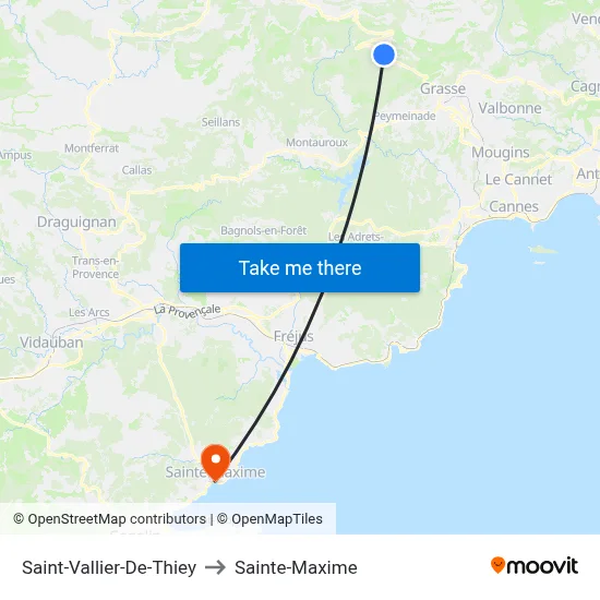 Saint-Vallier-De-Thiey to Sainte-Maxime map