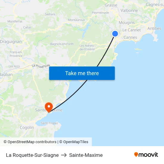 La Roquette-Sur-Siagne to Sainte-Maxime map