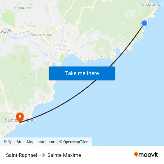 Saint-Raphaël to Sainte-Maxime map