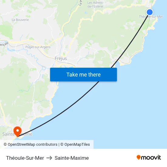 Théoule-Sur-Mer to Sainte-Maxime map
