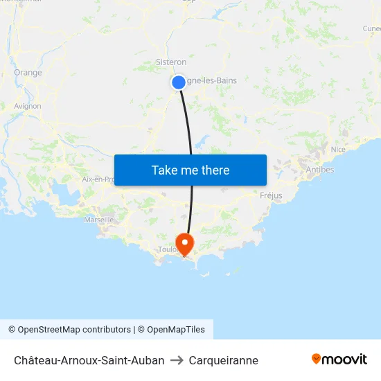 Château-Arnoux-Saint-Auban to Carqueiranne map