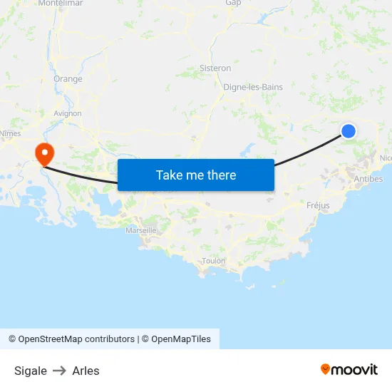 Sigale to Arles map