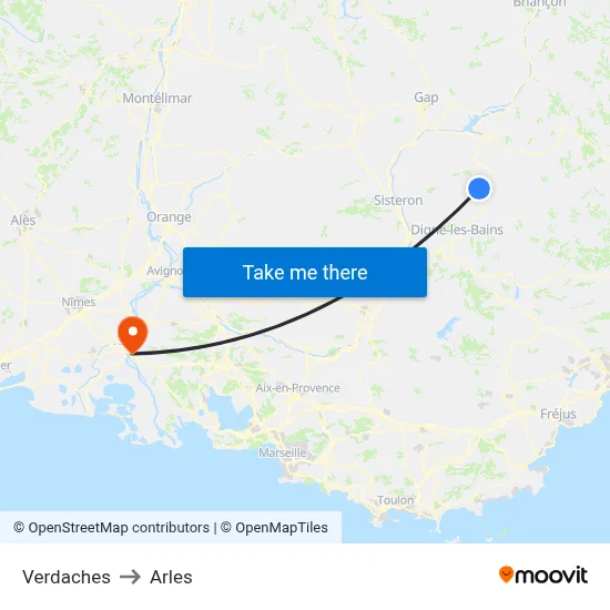 Verdaches to Arles map