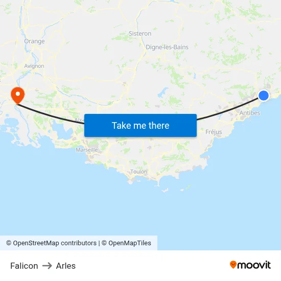 Falicon to Arles map