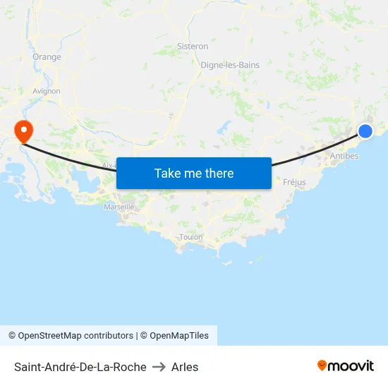 Saint-André-De-La-Roche to Arles map