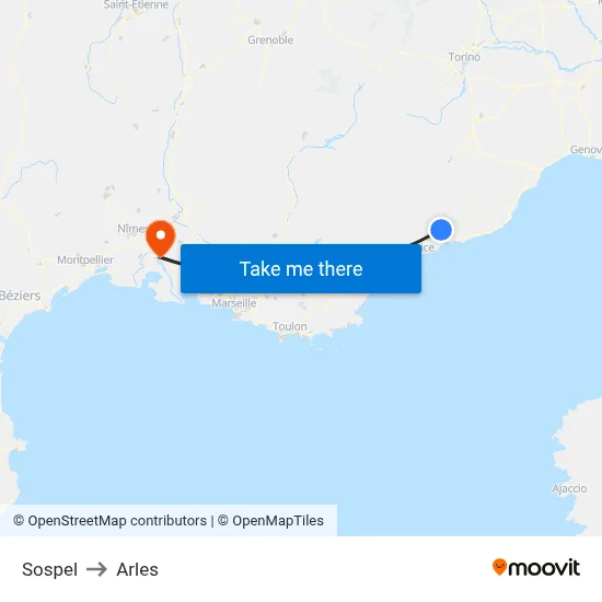 Sospel to Arles map
